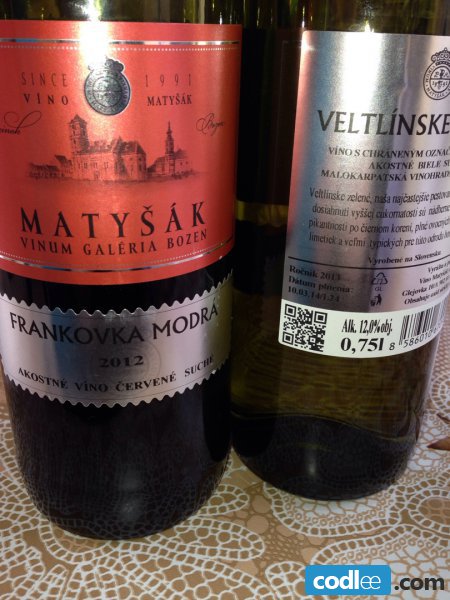 Qr kód na flaši vína Matyšák